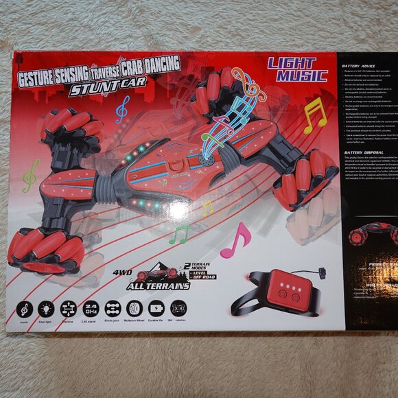 Red Gesture Sensing Traverse Crab Dancing Stunt Car with Lights, Music - Picture 8 of 14